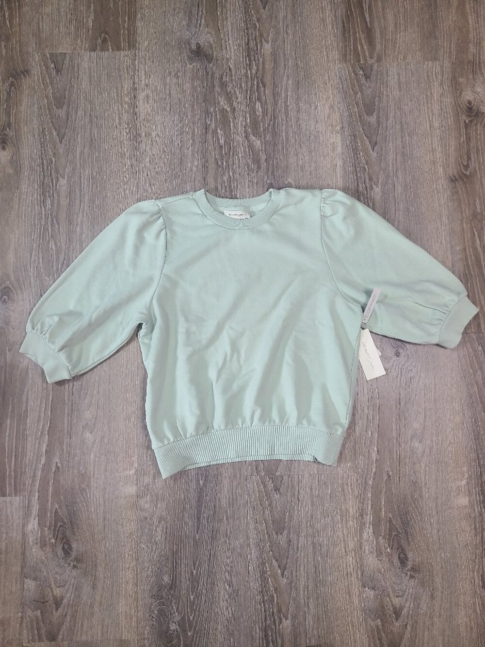 Treasure & Bond NWT Puff Sleeve Crewneck Sweatshirt Mint Light Blue - Size Small